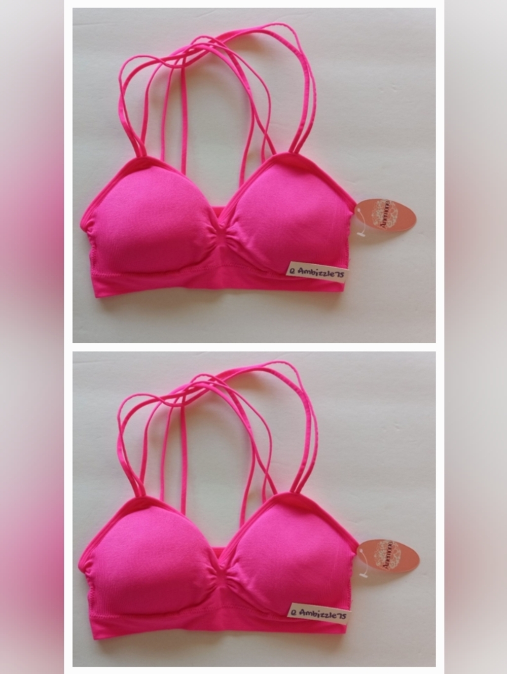 2 Anemone Hot Pink Strappy Racerback Sports Bras One Size 32A-36C  Barbiecore!